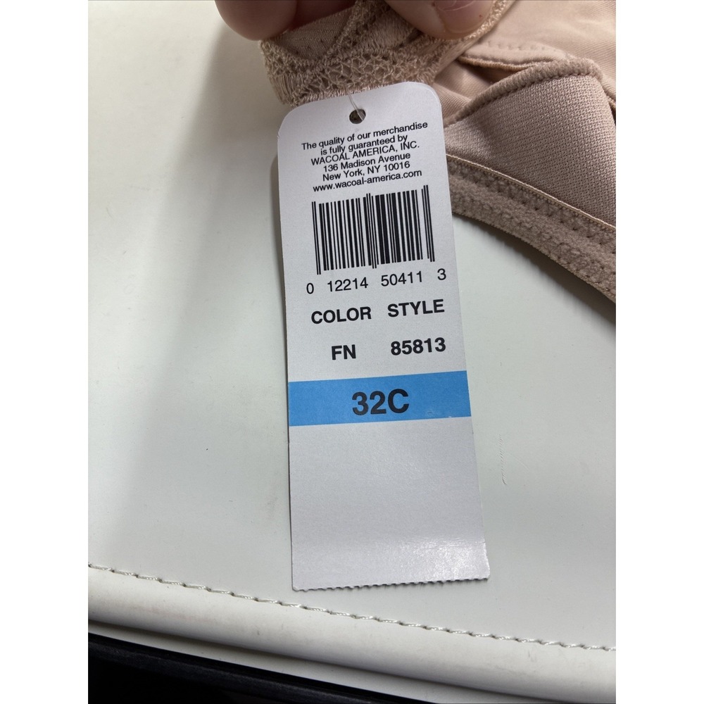 WACOAL Body Suede Size 32C Beige Nude Unlined Pearls Underwire Bra Style: 85813 - Picture 11 of 16